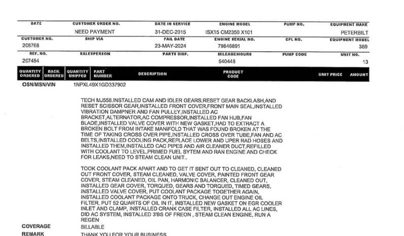 2016 PETERBILT 389 W/OPTIONAL 3 YR WARRANTY full