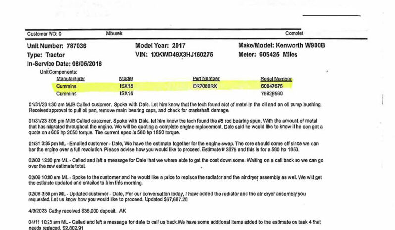 2017 KENWORTH W900 STUDIO SLEEPER W/186K MILES ON REMAN CUMMINS ISX 15 ENGINE full