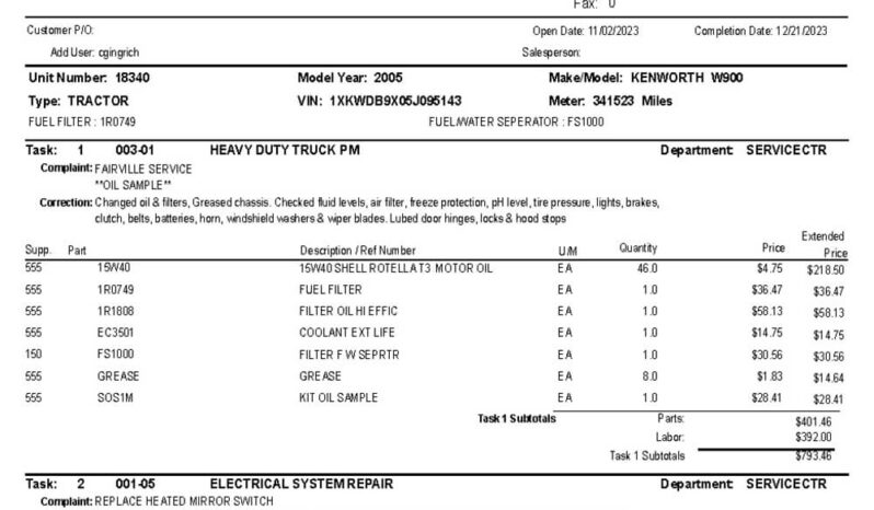 2005 KENWORTH W900L W/378K ON OVERHAUL full