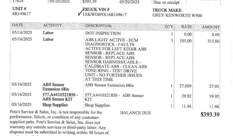 2006 KENWORTH W900B W/105K MILES ON CAT CERTIFIED OVERHAUL full