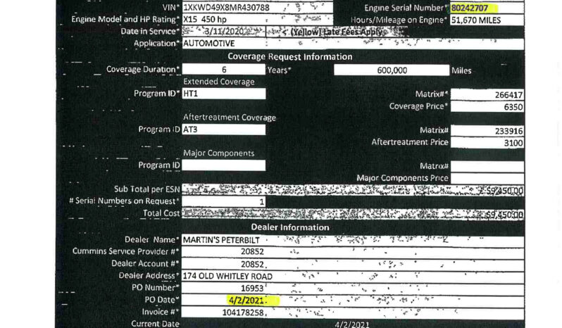 2021 KENWORTH W900L W/86″ RAISED ROOF SLEEPER full
