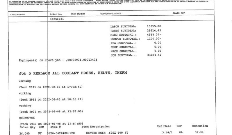 CAT C3406 ENGINE W/140K ON CERTIFIED CAT OVERHAUL full