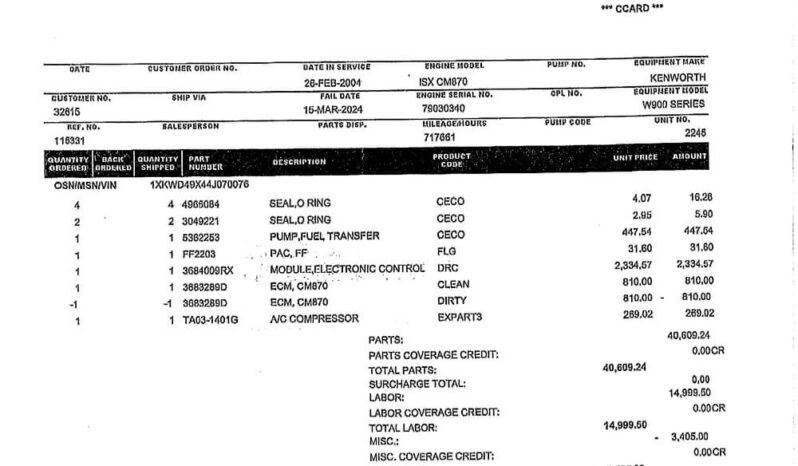 2004 KENWORTH W900 W/86″ SLEEPER full