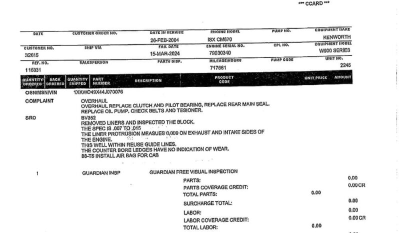 2004 KENWORTH W900 W/86″ SLEEPER full