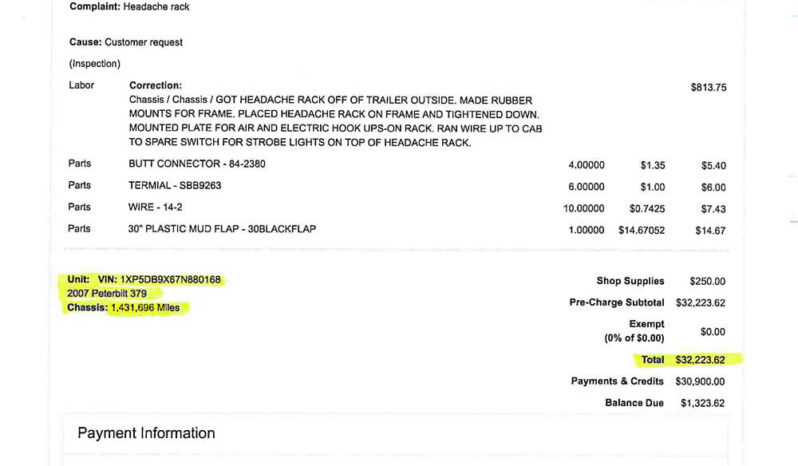 2007 PETERBILT 379 W/65K MILES ON CAT INFRAME full