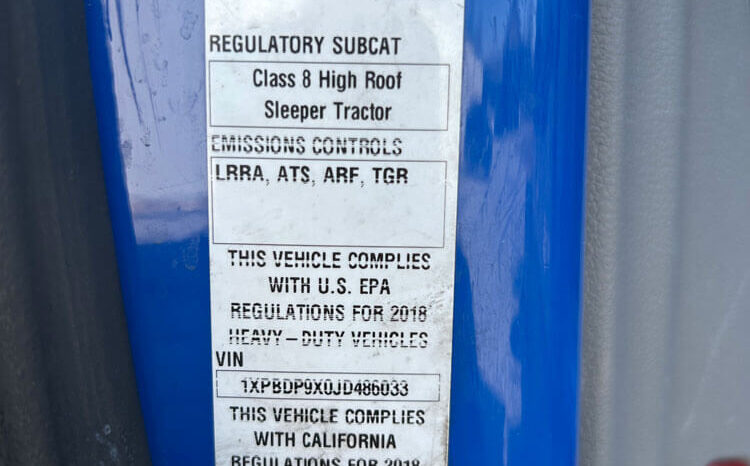 2018 PETERBILT 579 W/70″ SLEEPER & 2-YR WARRANTY full