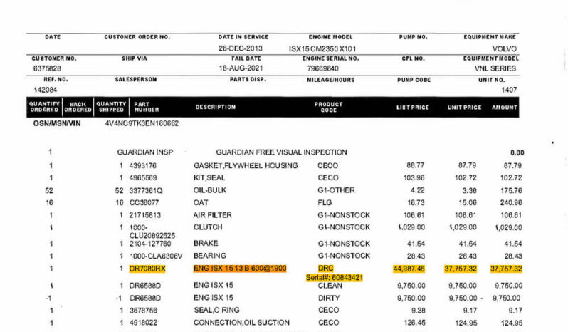 2014 VOLVO VNL780 W/277K ON CERTIFIED REMAN full