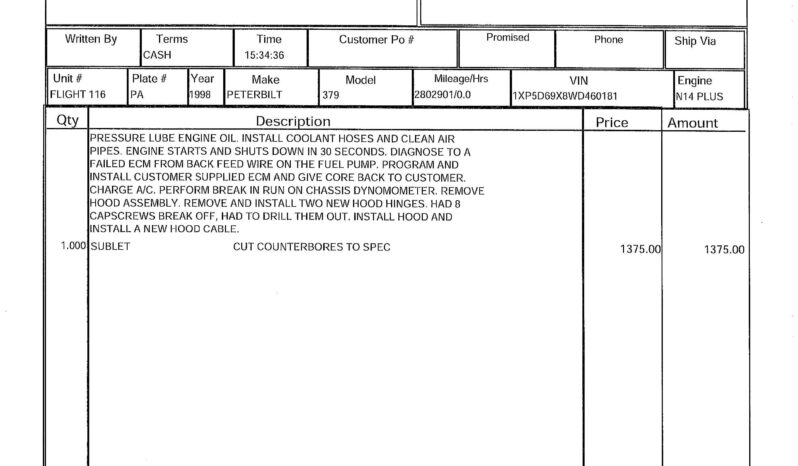 1998 PETERBILT 379 W/CERTIFIED CUMMINS OVERHAUL full