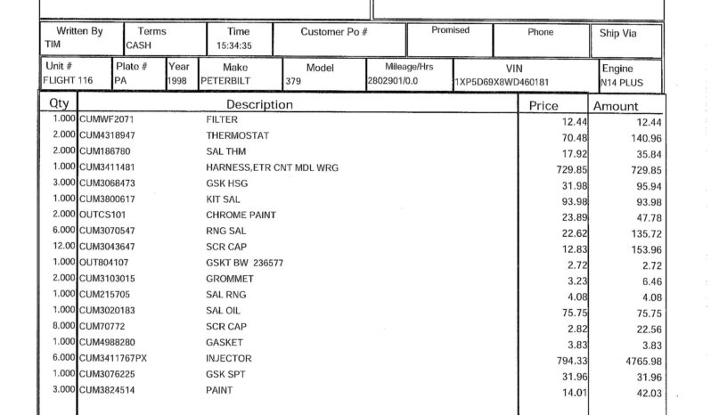 1998 PETERBILT 379 W/CERTIFIED CUMMINS OVERHAUL full